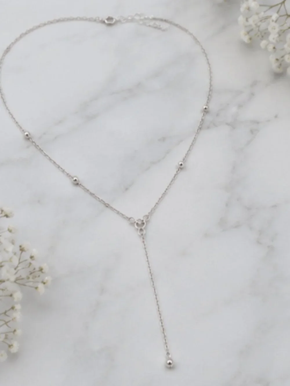 Gold & Silver Finsh Y-shape Lariat Necklace – Elegant Dainty Jewelry for Women